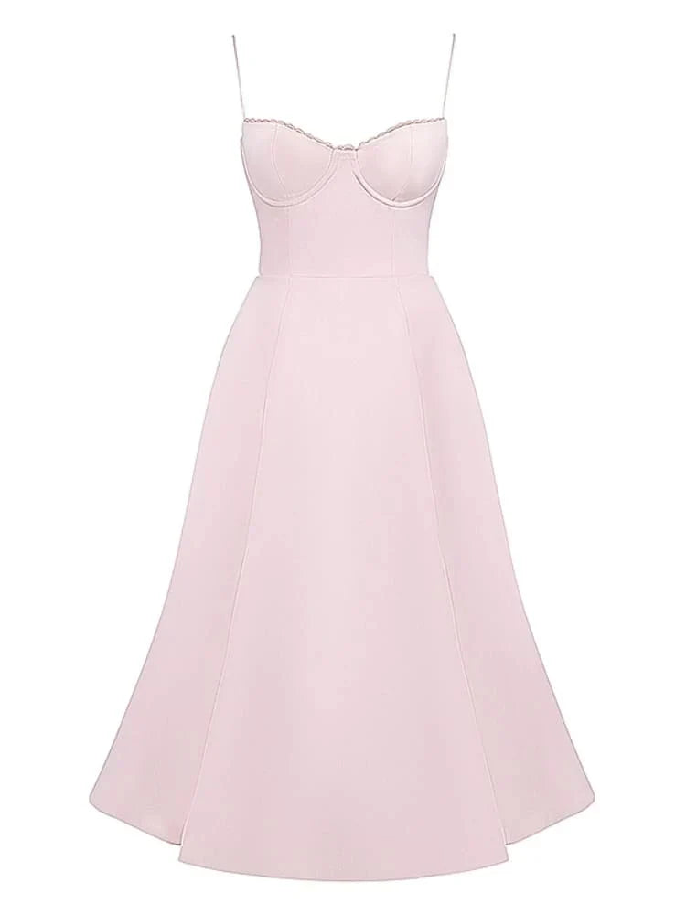 Robe Mi-Longue Rose