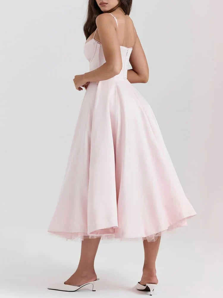 Robe Mi-Longue Rose