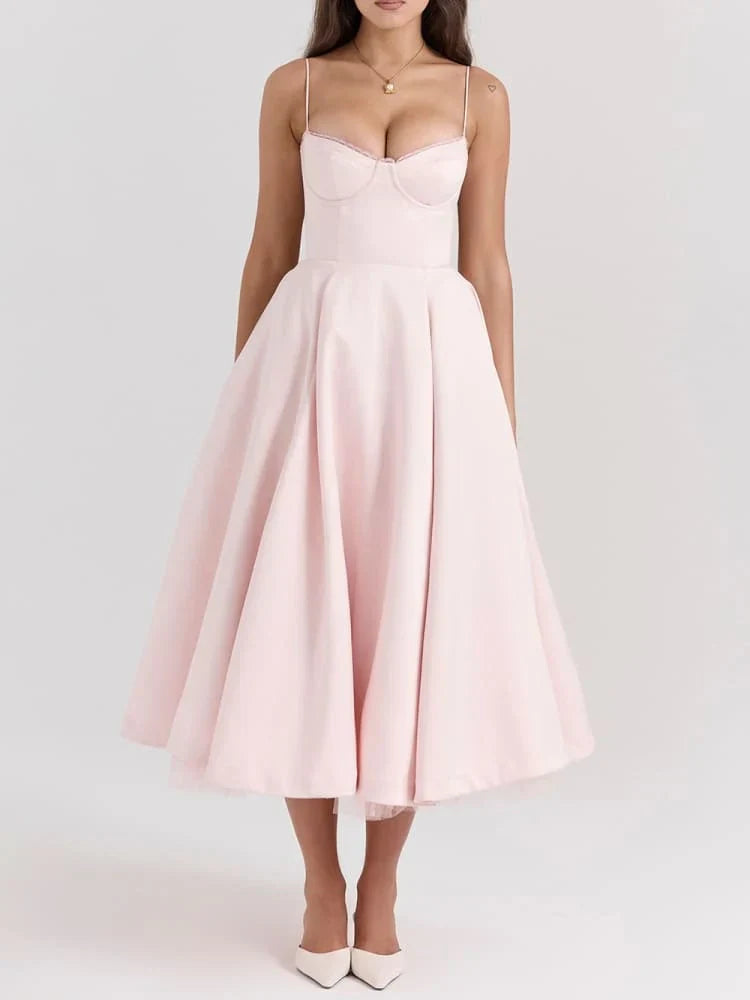 Robe Mi-Longue Rose