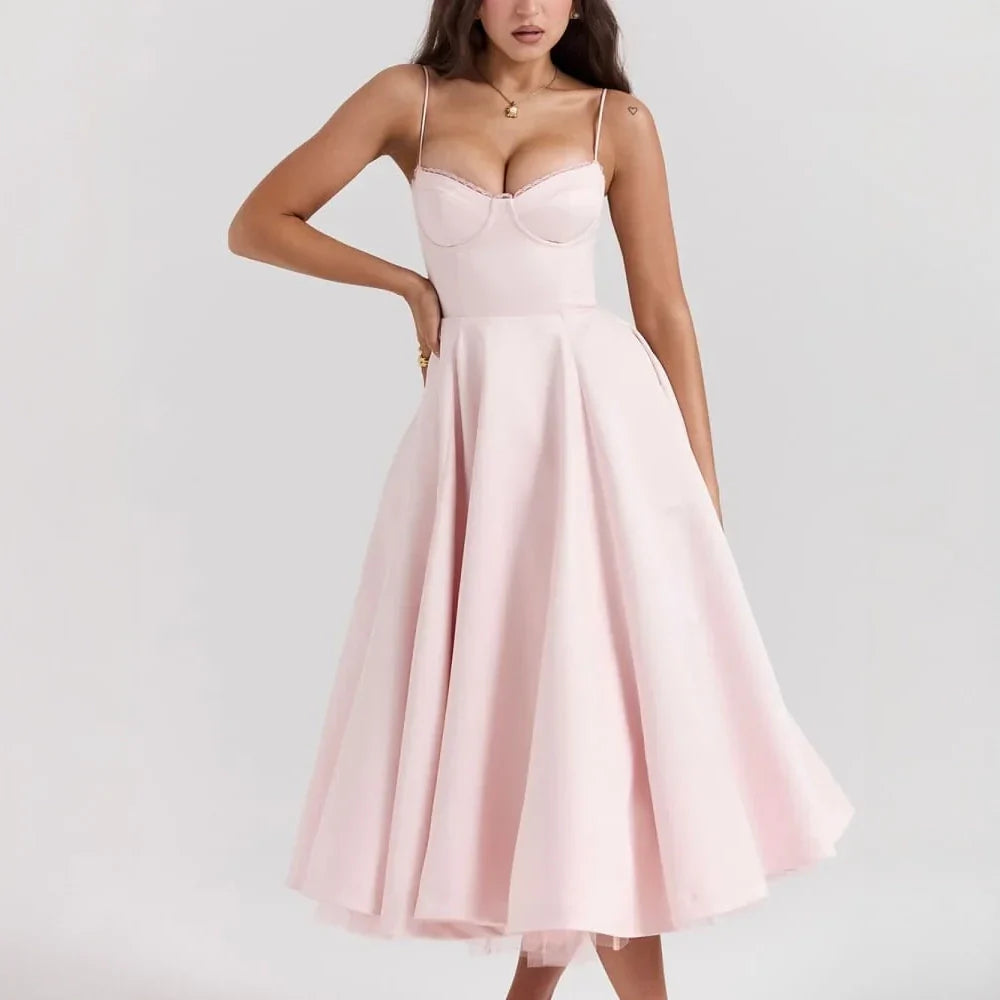 Robe Mi-Longue Rose