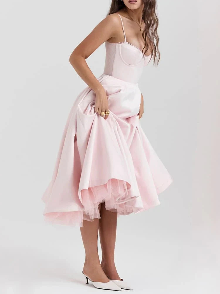 Robe Mi-Longue Rose