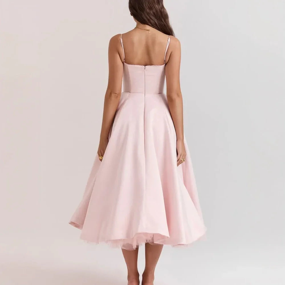 Robe Mi-Longue Rose