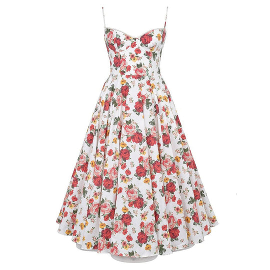 Robe Midi Italienne En Tuile À Imprimé Roses